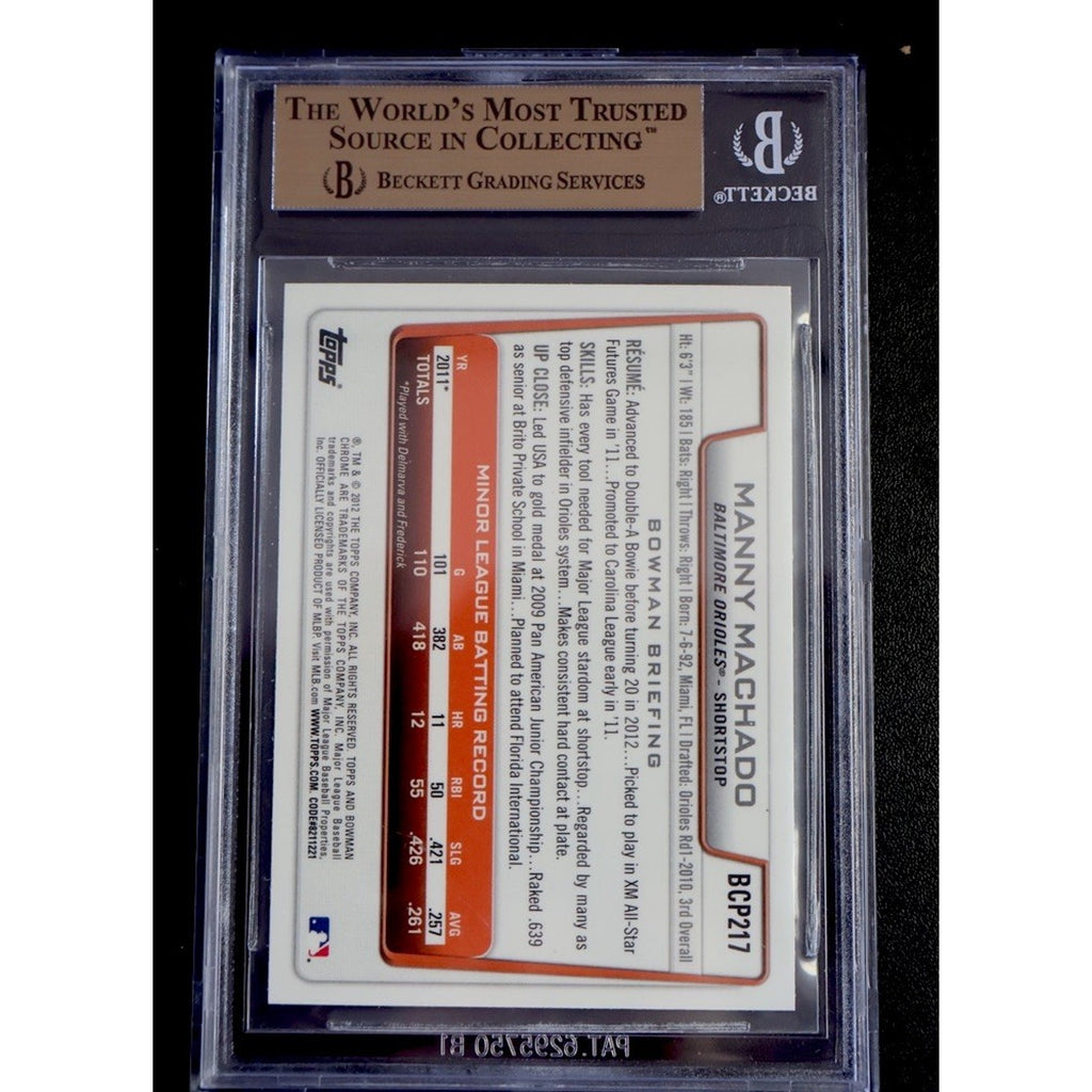 Bowman 2012 Chrome Prospects Manny Machado BCP217 BGS 9.5 Baltimore Orioles