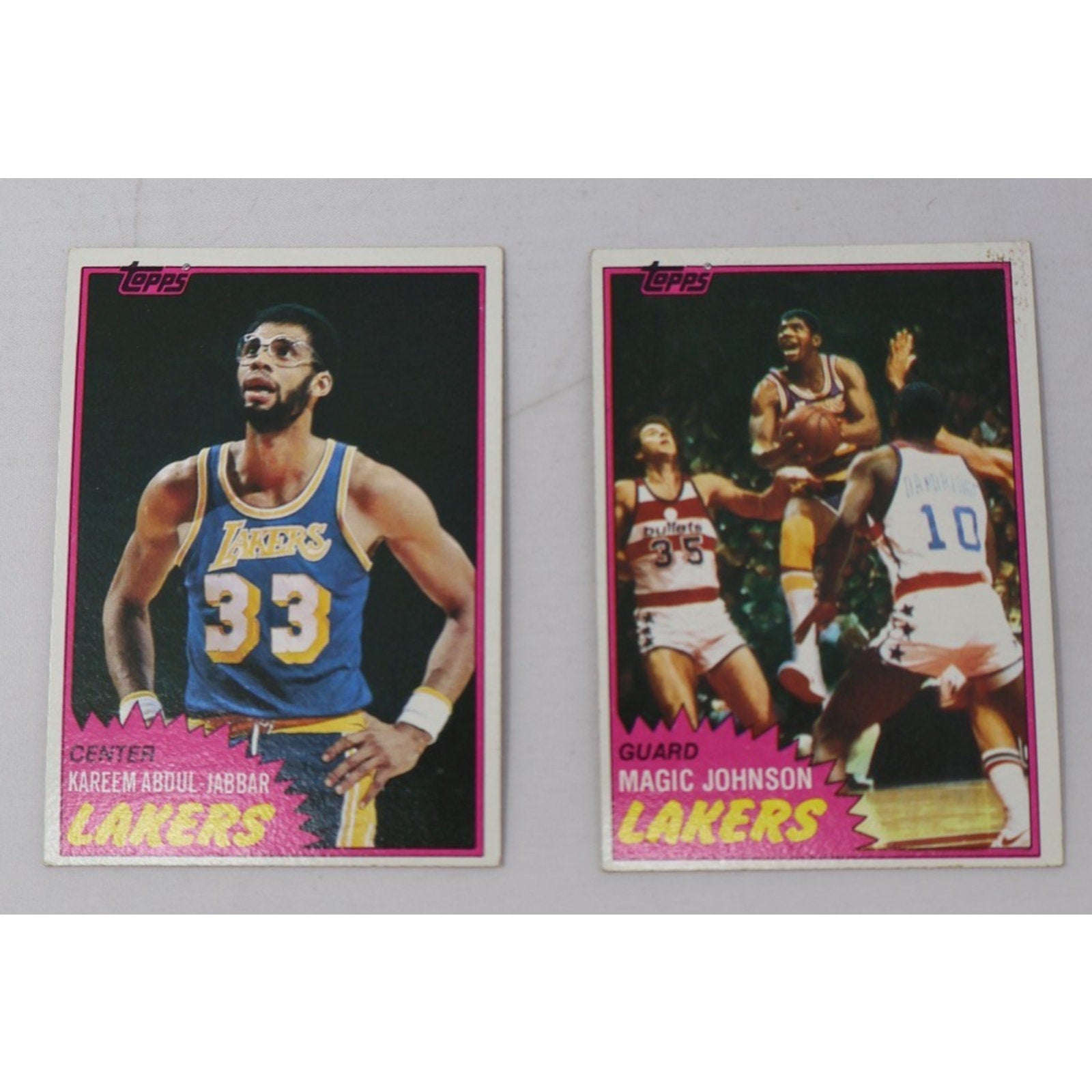 Lot Of 2 1981 Topps Basketball Kareem Abdul Jabbar #20/Magic Johnson #21