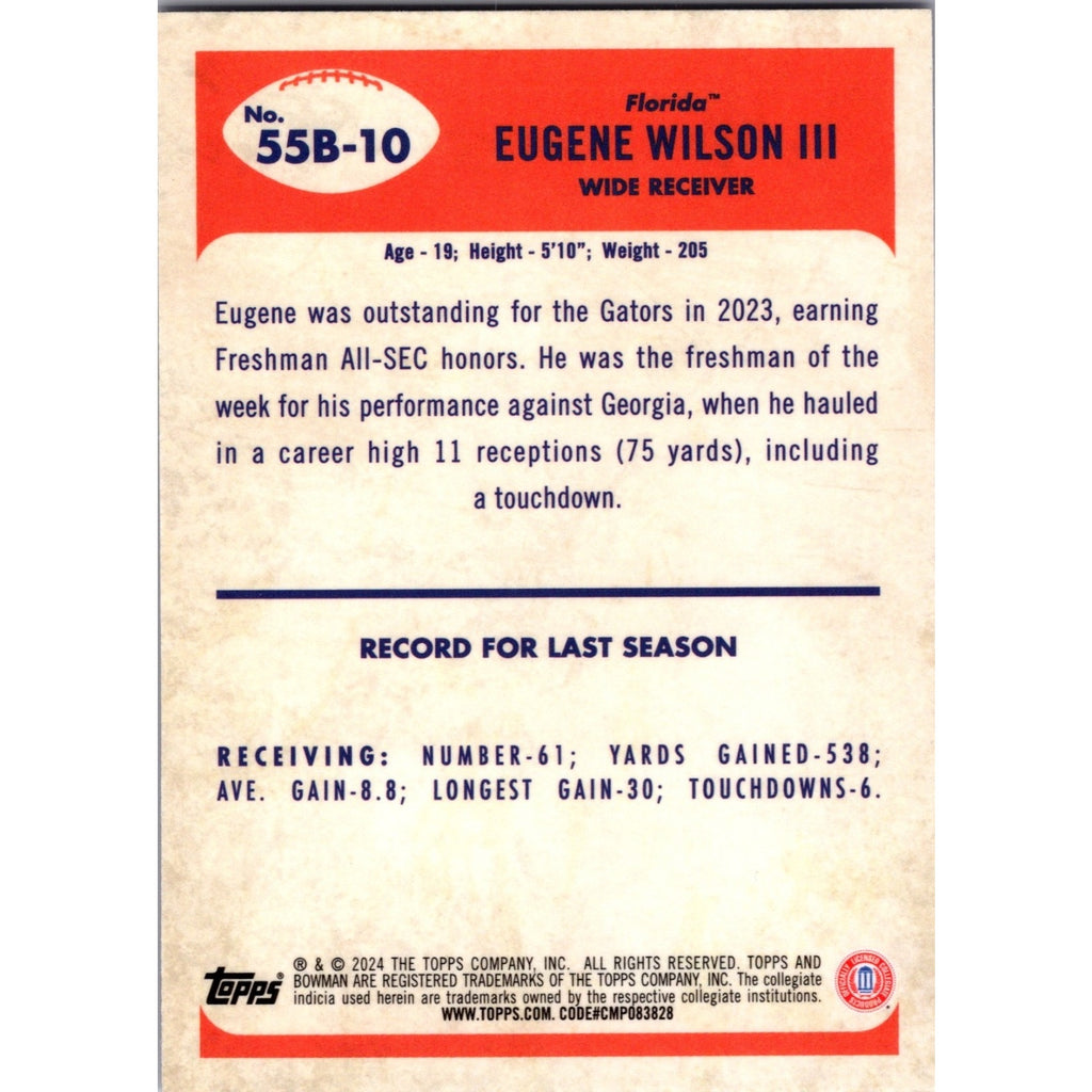 Eugene Wilson III #55B-10 Rookie /150 Pink Refractor 2024 Bowman Chrome U 1955