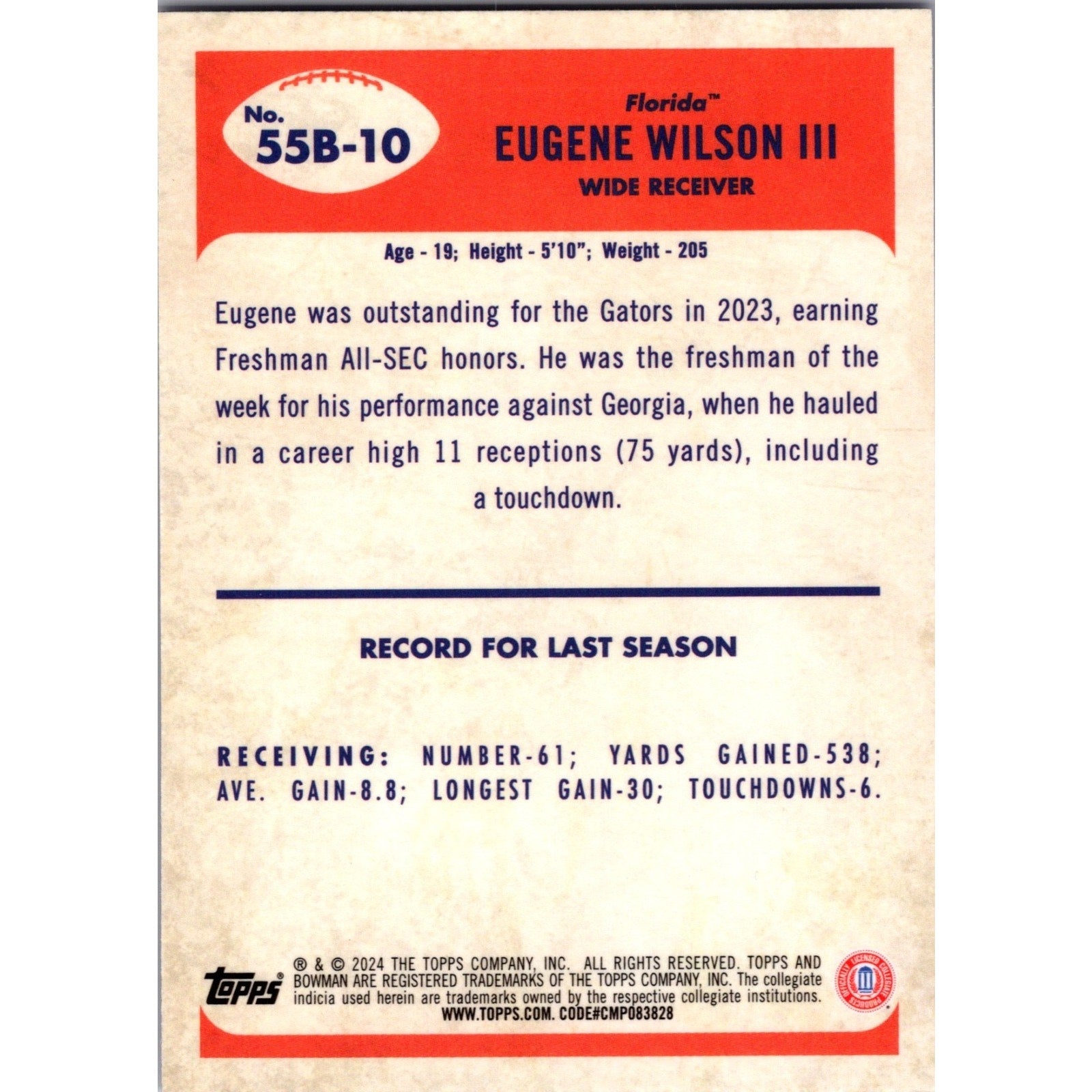 Eugene Wilson III #55B-10 Rookie /150 Pink Refractor 2024 Bowman Chrome U 1955