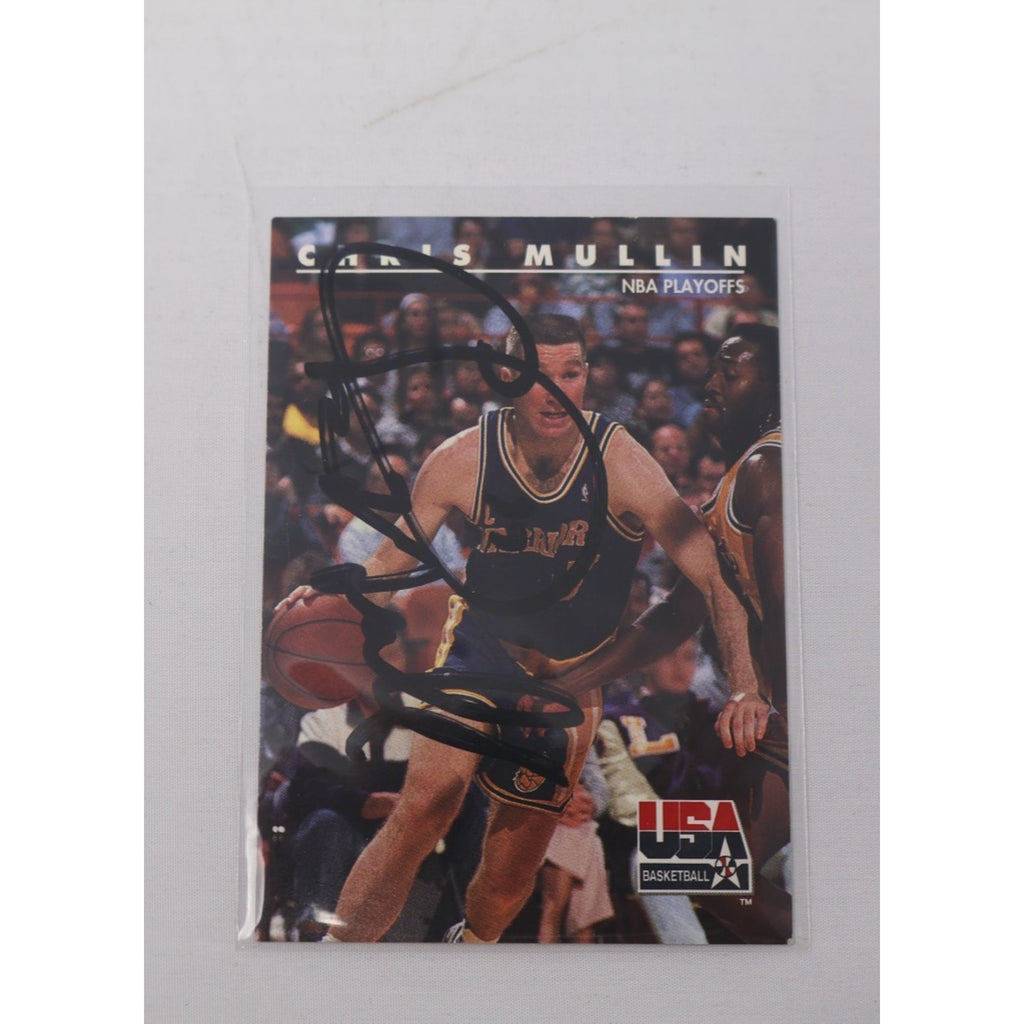 CHRIS MULLIN Signed 92 Skybox USA Basketball NBA Playoffs 60 Coloration On Back