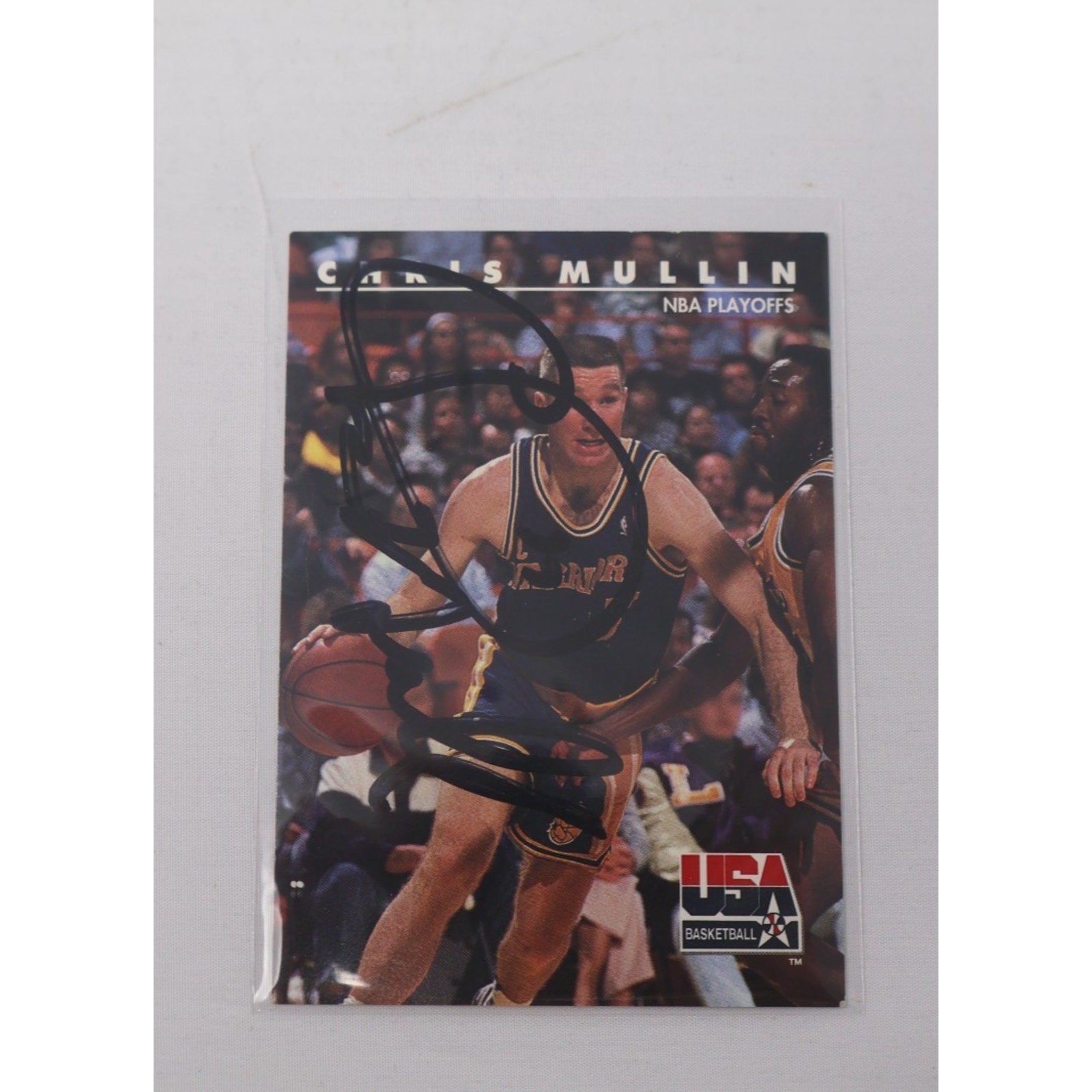 CHRIS MULLIN Signed 92 Skybox USA Basketball NBA Playoffs 60 Coloration On Back