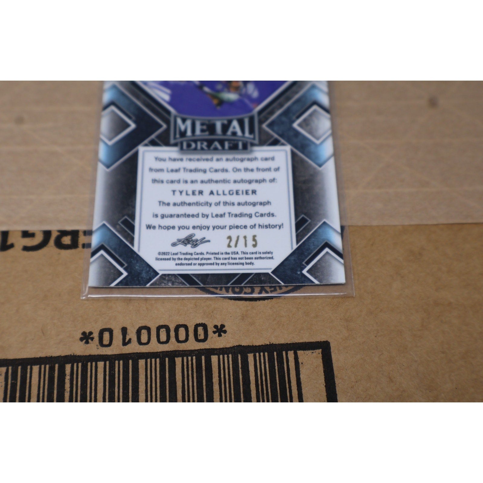 Tyler Allgeier 2022 Leaf Metal Draft Black Crystals Auto Rookie RC #BA-TA1 /15