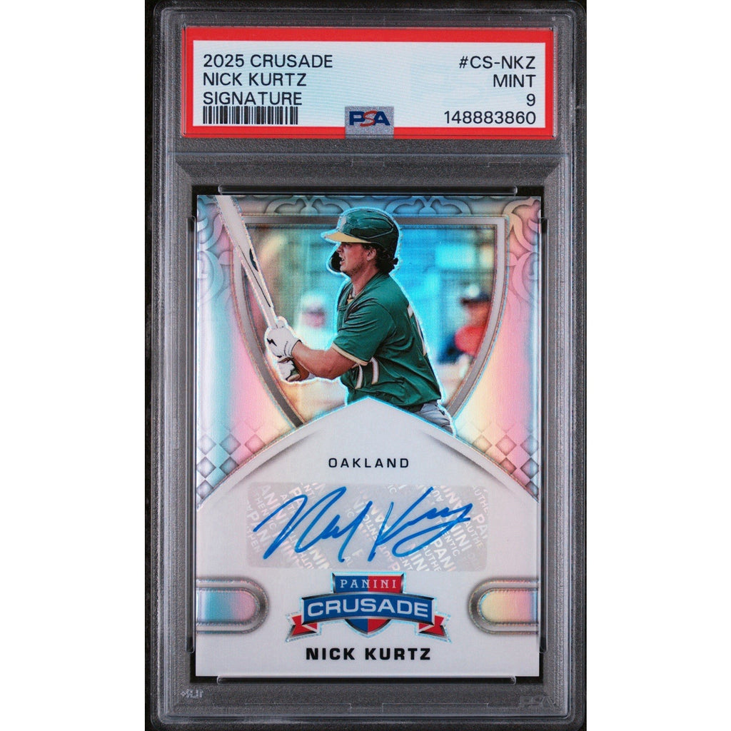 2025 PANINI CRUSADE Signatures #CS-NKZ NICK KURTZ /99 PSA 9 Mint Athletics