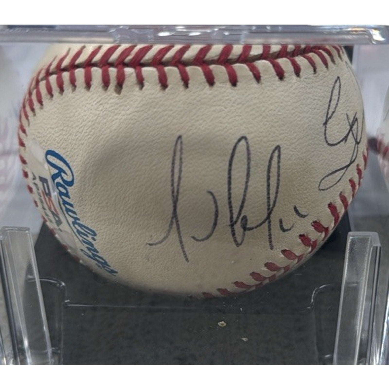 Mario Lemieux Stan Mikita Signed Baseball Inscription PSA Holo See Pics