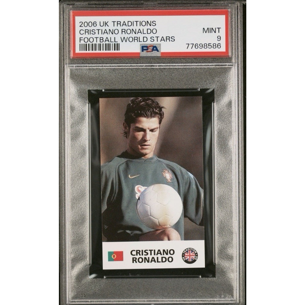2006 UK Traditions Football World Stars Cristiano Ronaldo card PSA 9 Mint featuring Portugal soccer superstar