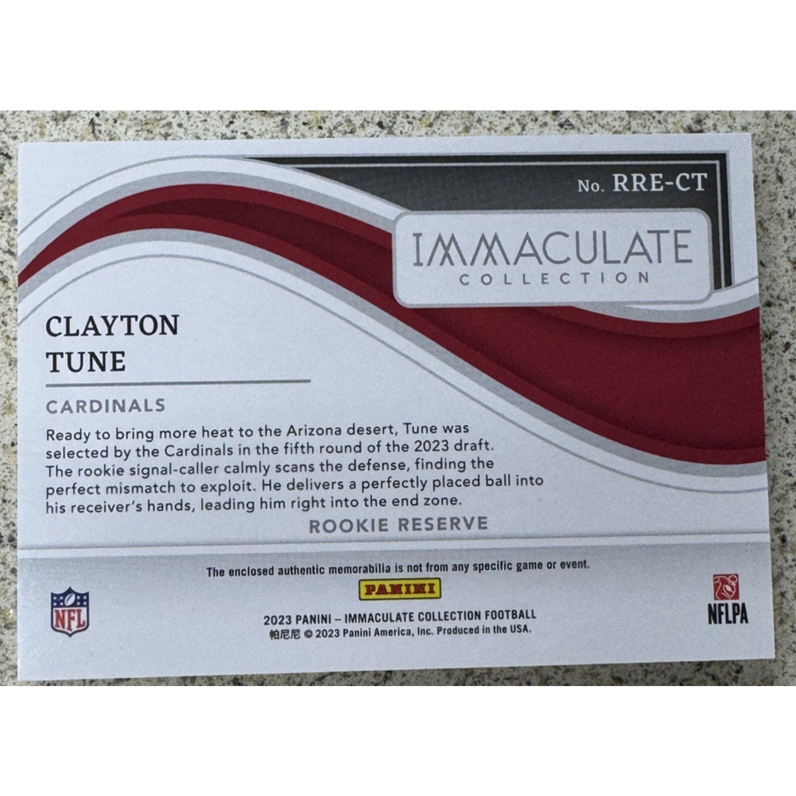 2023 Panini Immaculate Collection Clayton Tune RRE-CT /5 Cardinals Patch Reserve