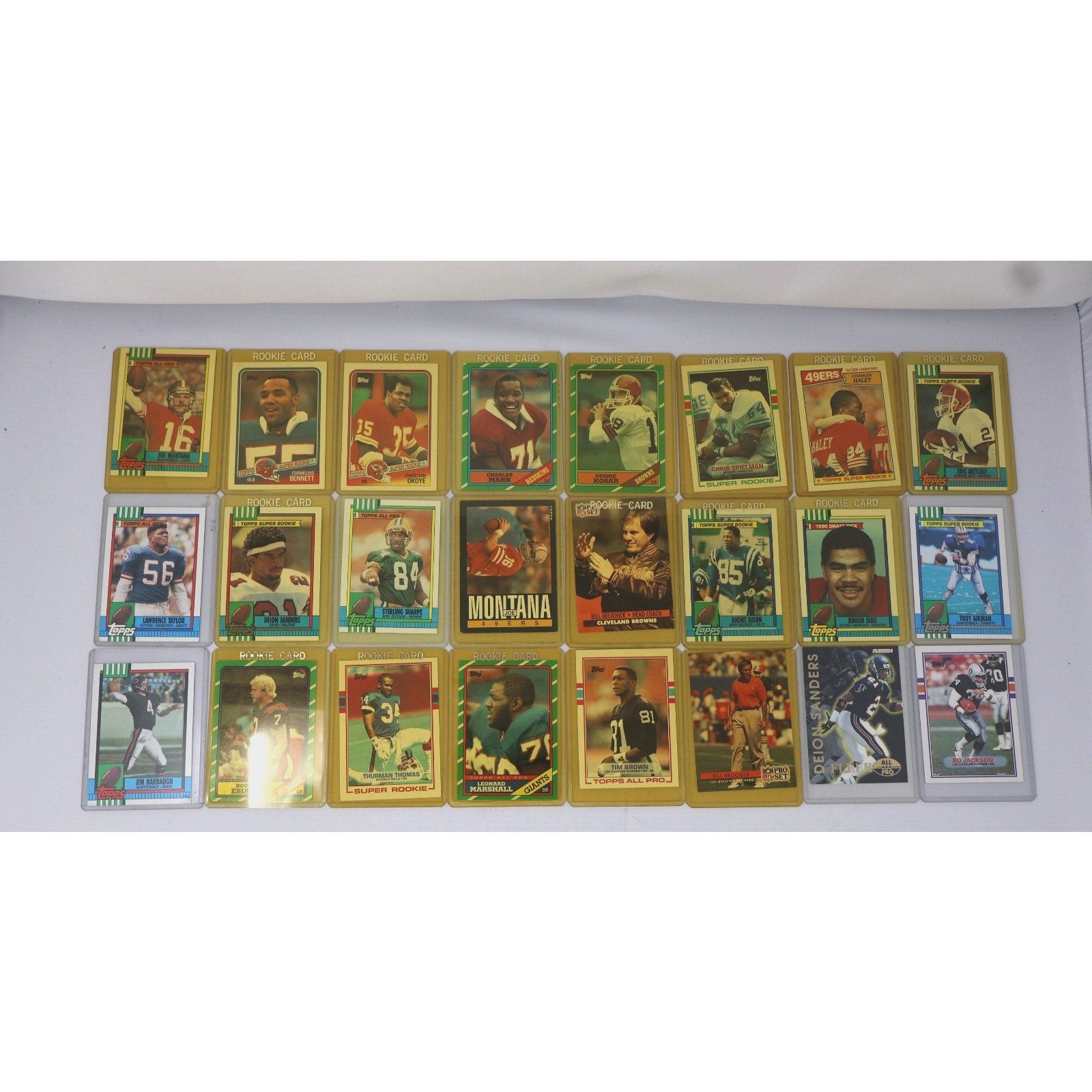 Lot Of 24 Topps NFL Late 80's Star Rookies And HOFs Prime, Aikman, Boomer... NM