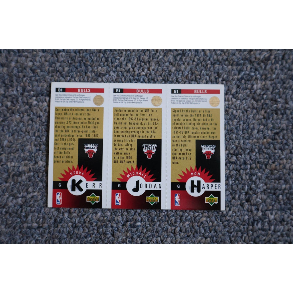 1997 Upper Deck Triple Gold #B1 Michael Jordan, Steve Kerr, Ron Harper Bulls NM