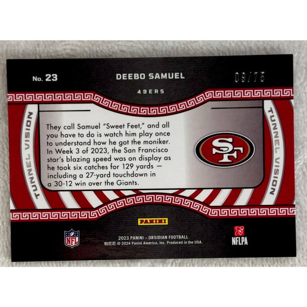2023 Panini Obsidian Football Tunnel Vision Purple #23 Deebo Samuel /75 49ers