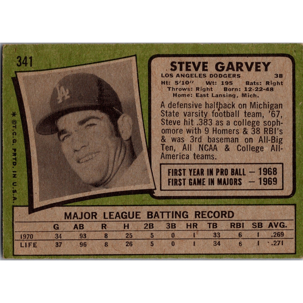 Steve Garvey 1971 Topps Rookie #341 RC EX
