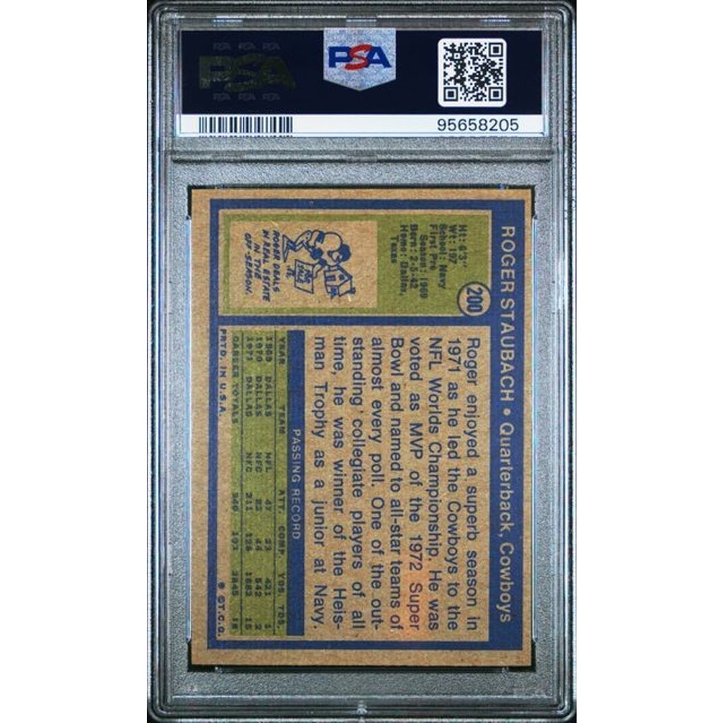 Roger Staubach 1972 Topps Rookie #200 RC Vintage PSA 6 Dallas Cowboys HOF