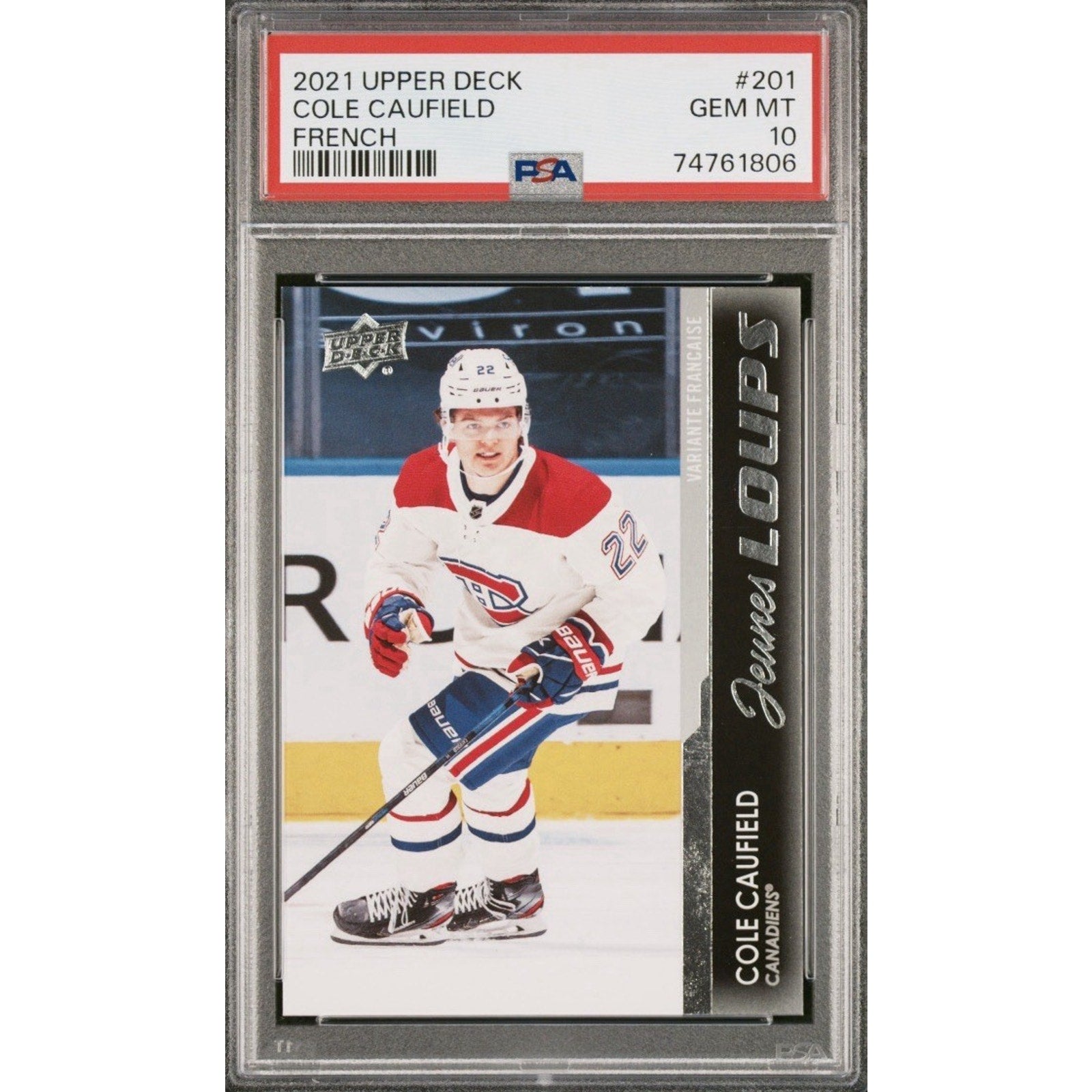 2021-22 Upper Deck Series 1 Young Guns French Cole Caufield #201 PSA 10 GEM MT