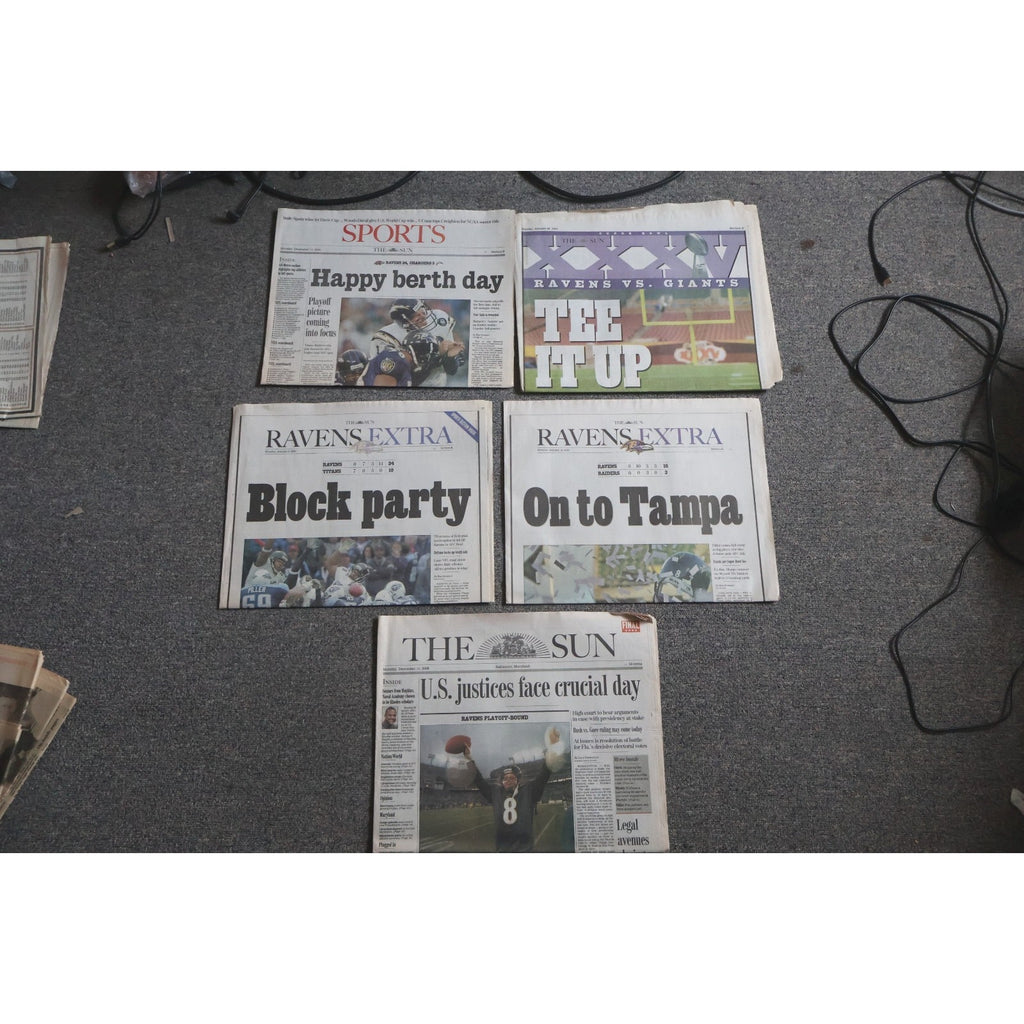 Lot Of 5 Baltimore Ravens 2001 Playoff Run Newspapers Sports Sections