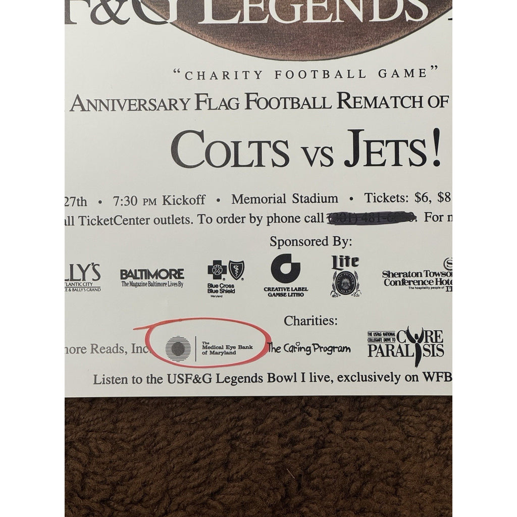 Joe Namath Johnny Unitas 20th Anniversary Legends Bowl 1 Colts vs Jets Poster