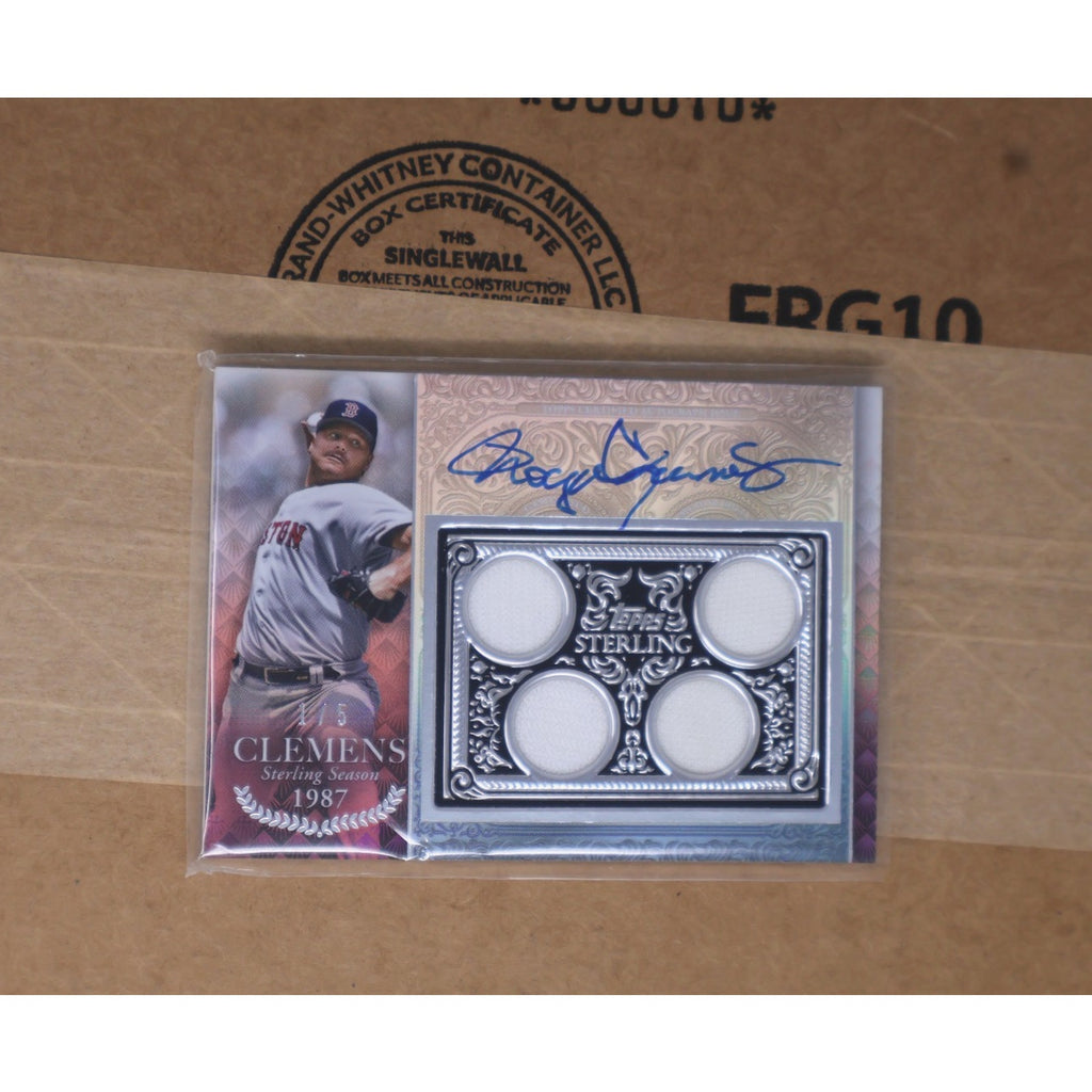 Roger Clemens Topps Sterling Season 1987 Silver Patch Card Auto 1/5 #SSAR-RCL