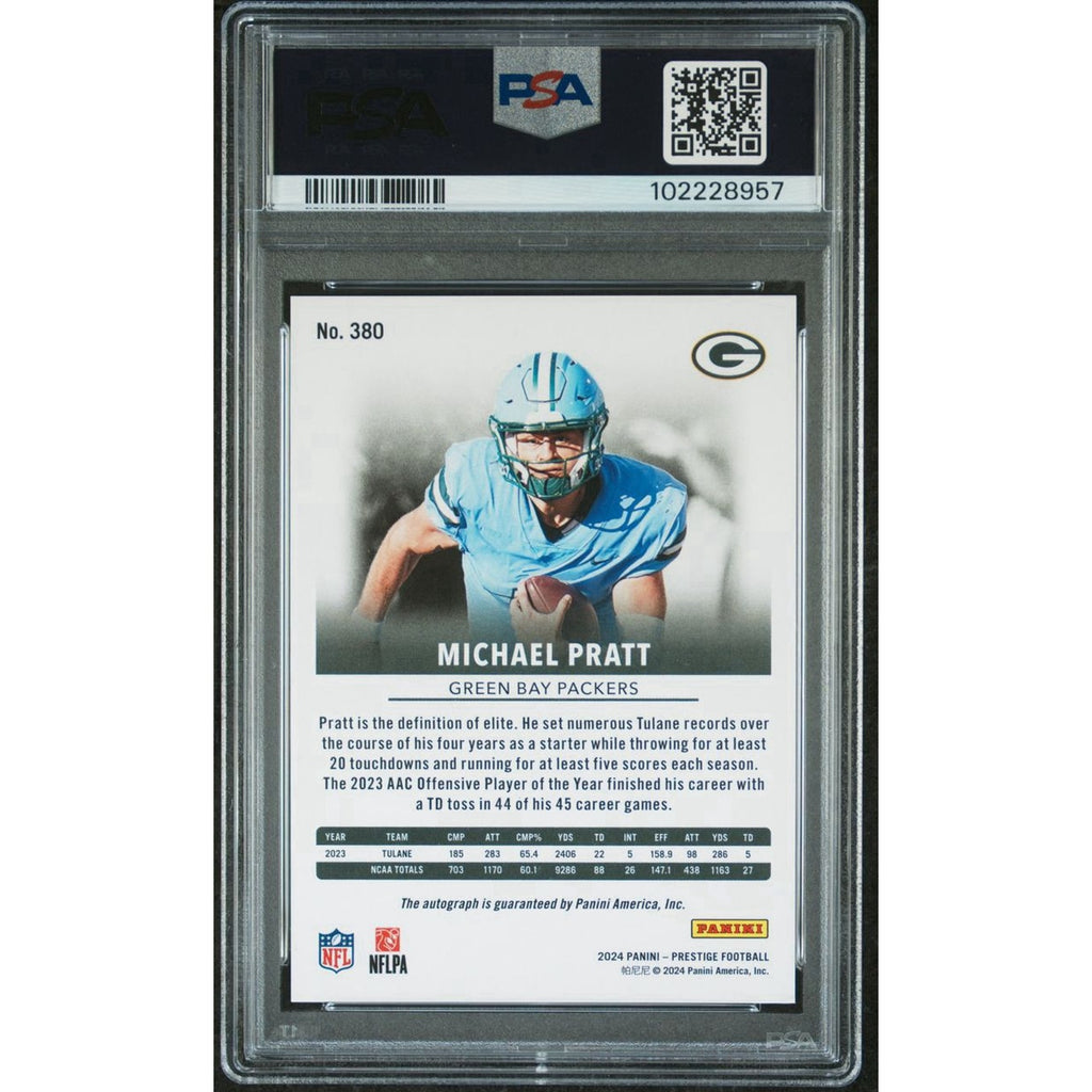 2024 Prestige Michael Pratt Auto Rookie Xtra Points Premium Sign Packers PSA