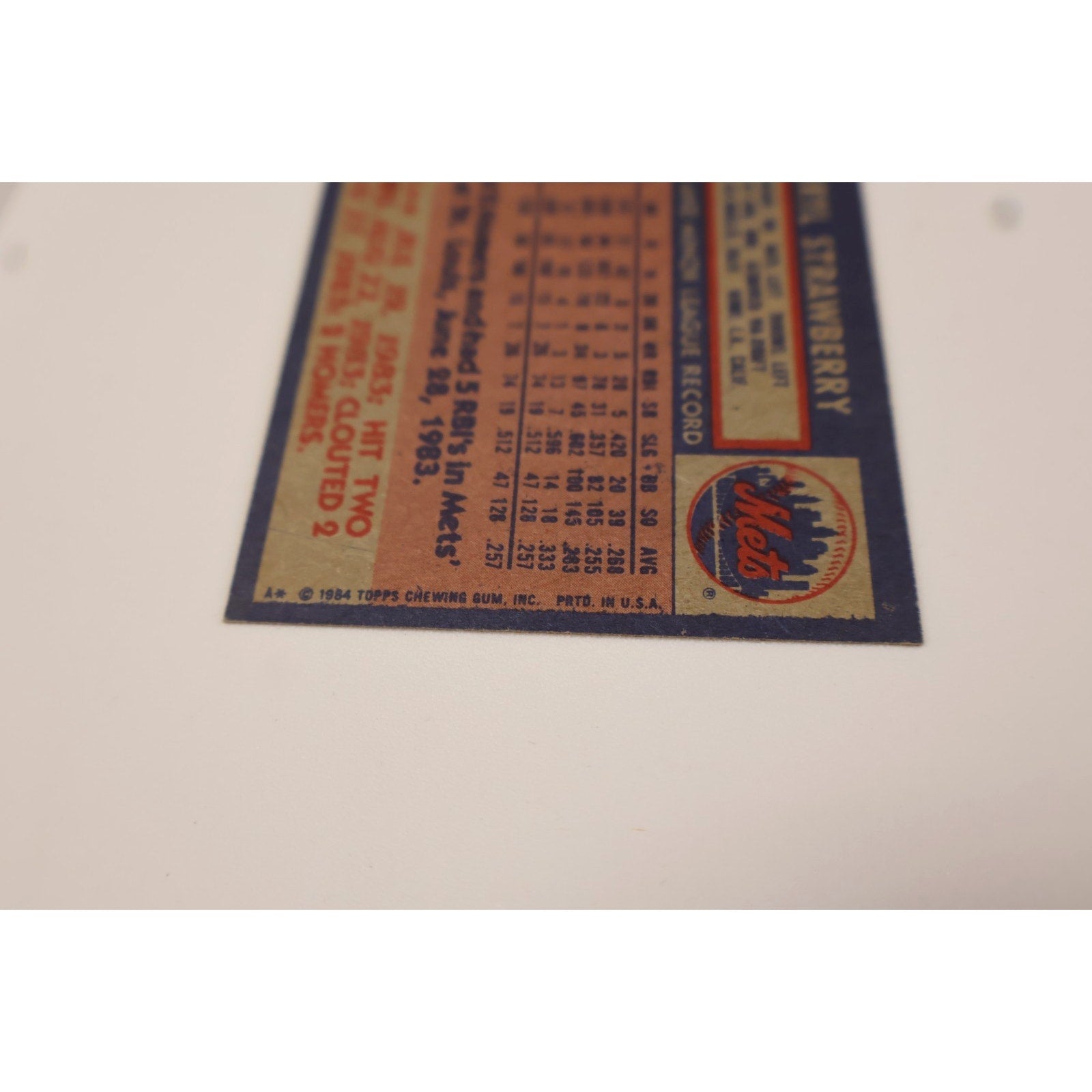 Darryl Strawberry 1984 Topps #182 RC Rookie NM New York Mets