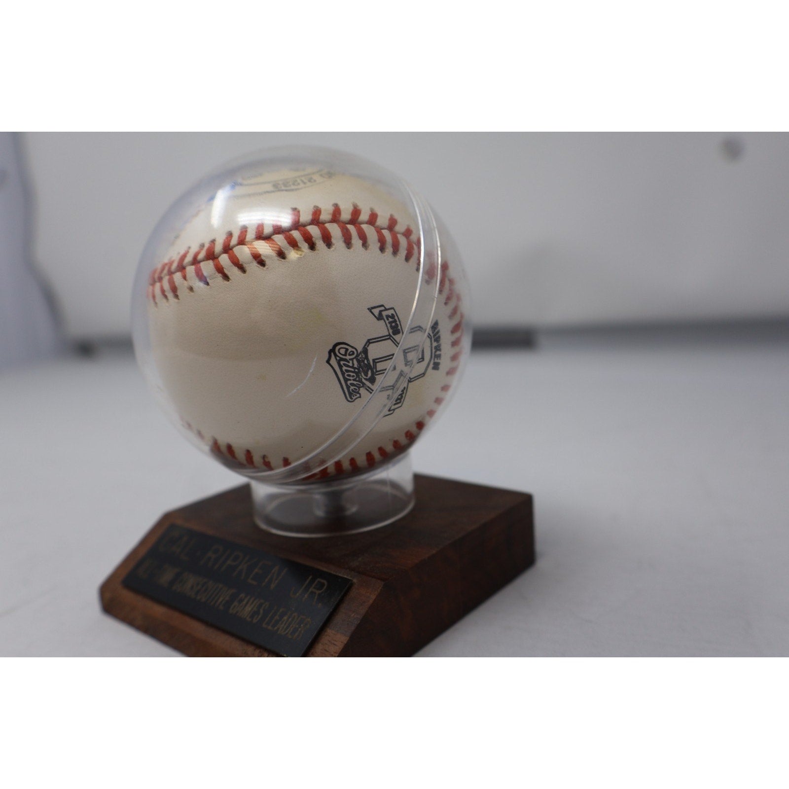 Cal Ripken Jr Signed 2139 #8 Logo Baseball W/Case And Plaque Mailed And Stamped