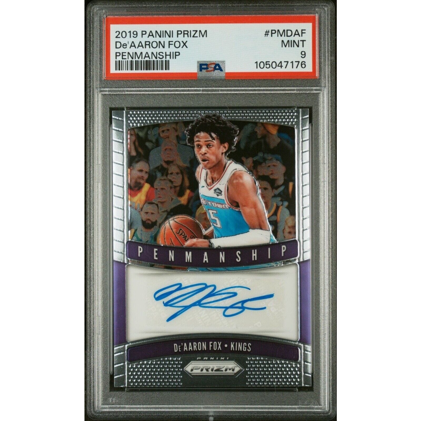 2019 PANINI PRIZM De'AARON FOX PENMANSHIP #PMDAF Kings Spurs NBA PSA 9 Mint