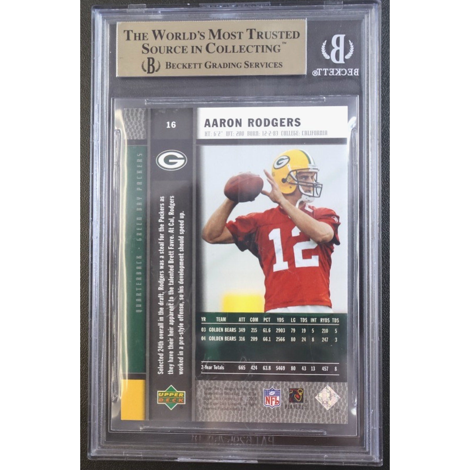 Aaron Rodgers 2005 Upper Deck Rookie Premiere RC #16 BGS 9.5