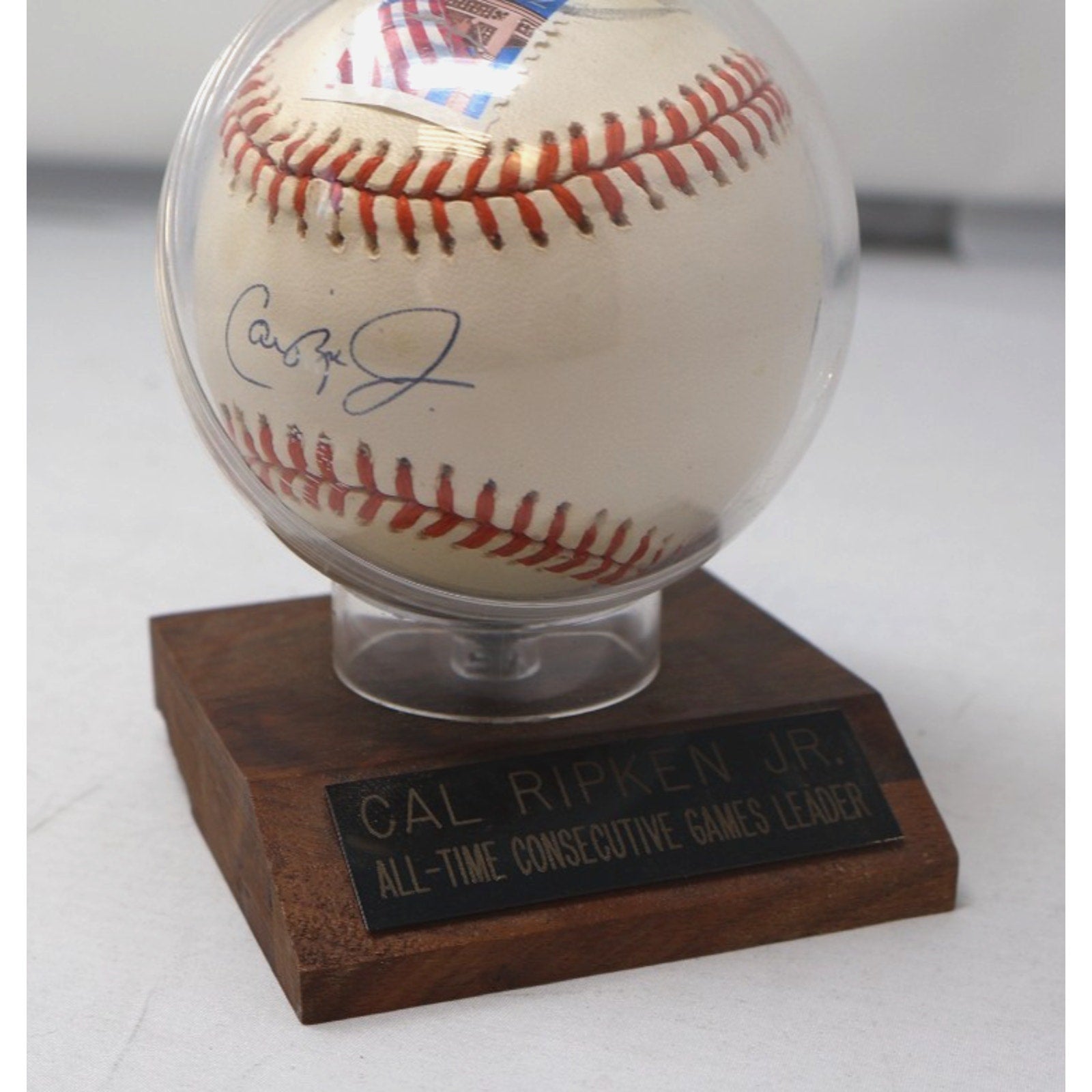 Cal Ripken Jr Signed 2139 #8 Logo Baseball W/Case And Plaque Mailed And Stamped