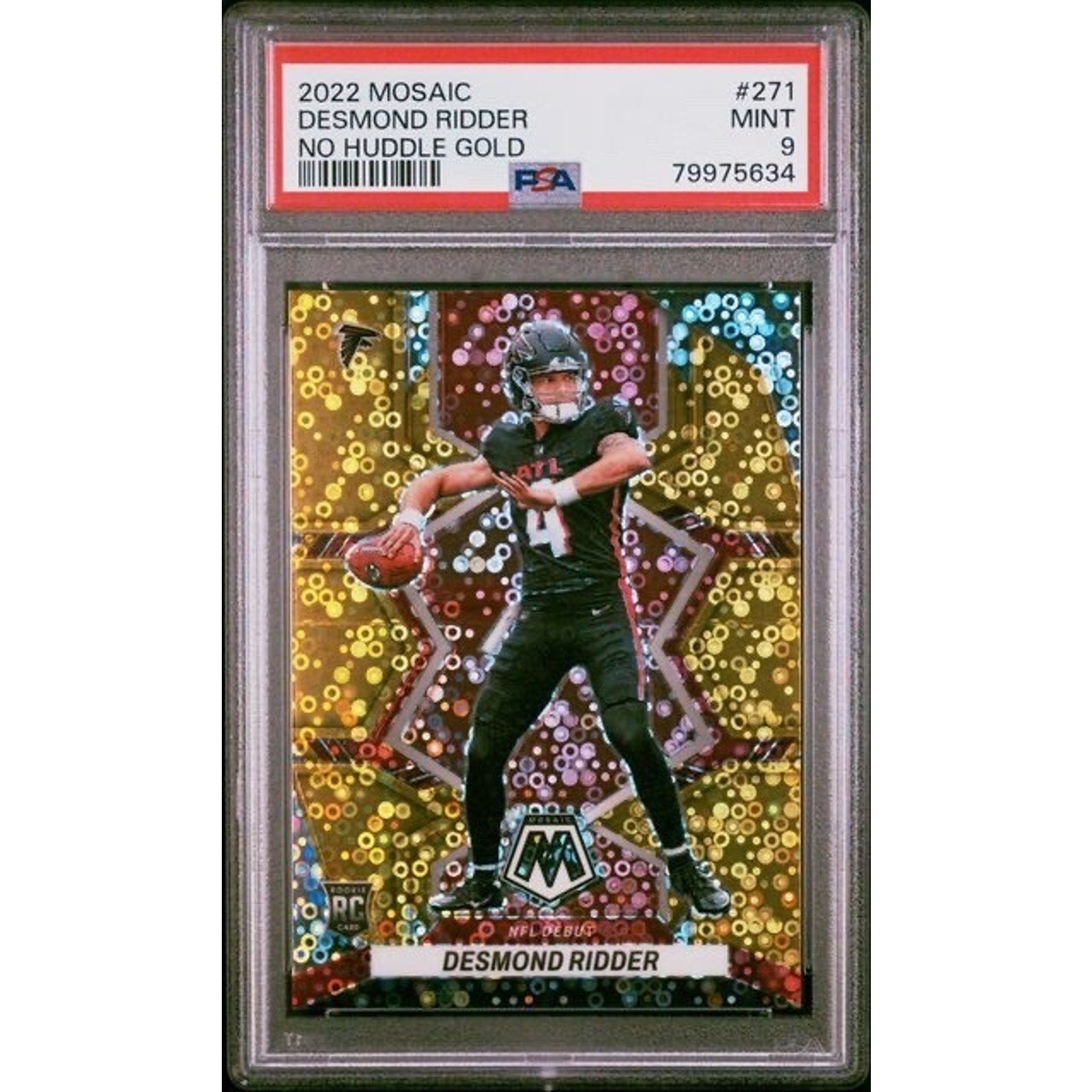 2022 Panini Mosaic No Huddle Desmond Ridder Gold /10 Rookie Psa 9 Mint RC NFL
