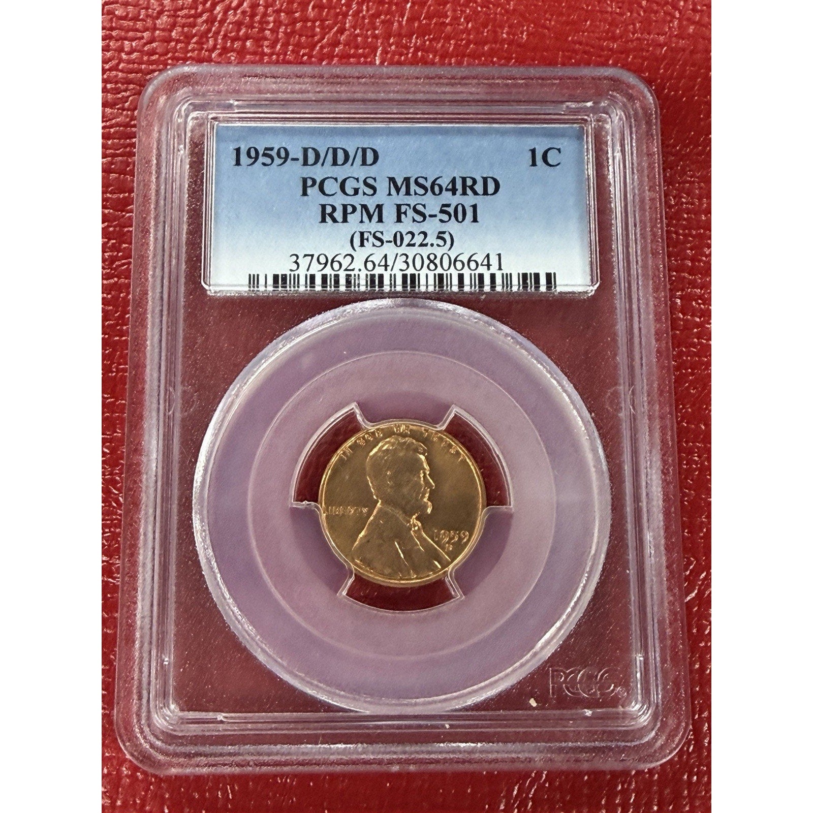 1959-D/D/D PCGS MS64RD RPM FS-501 Lincoln Cent Repunched Mintmark 1C Denver