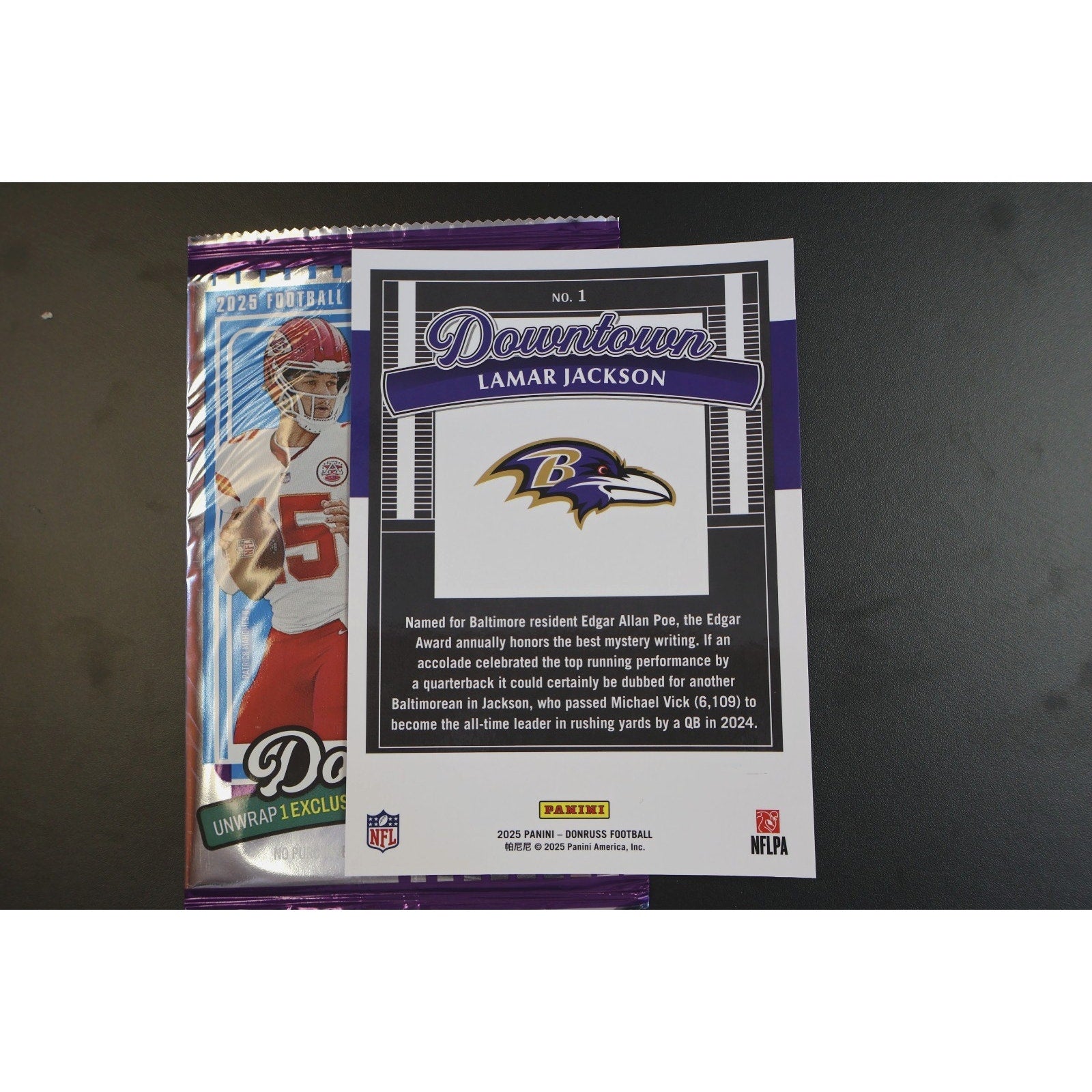 Lamar Jackson 2025 Panini Donruss Jumbo Oversized Downtown #1 Mint