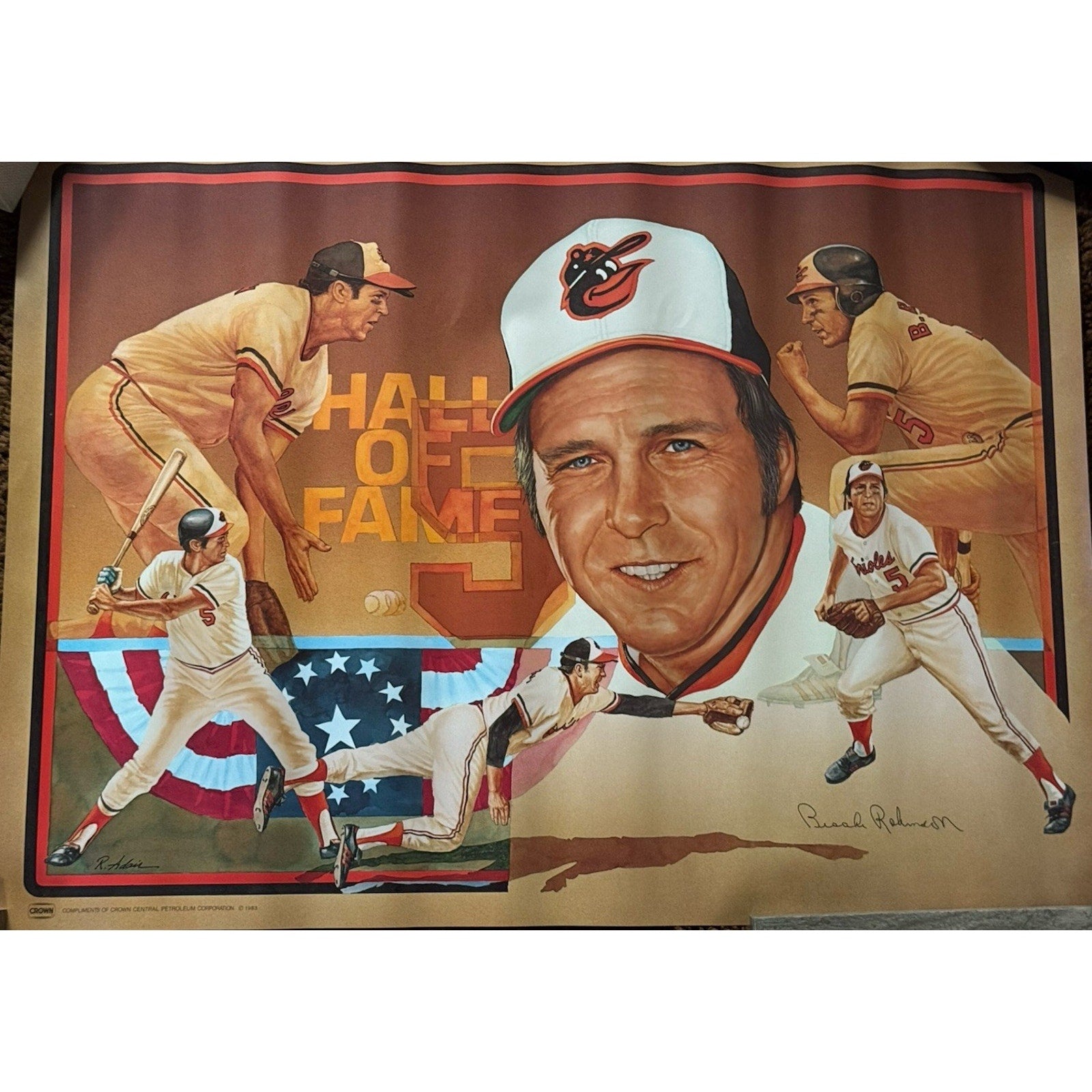 1983 Brooks Robinson Baltimore Orioles Hall Of Fame Poster Crown Gas Sealed
