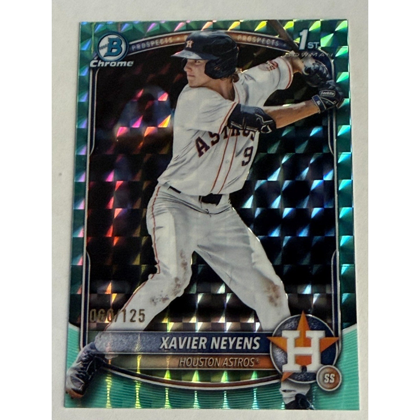 2025 Bowman Chrome Draft Xavier Neyens Aqua Geometric Refrac /125 1st Prospect