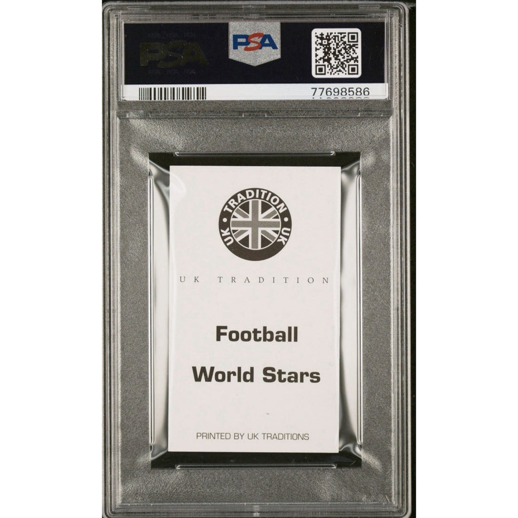 Back of 2006 UK Traditions Football World Stars Cristiano Ronaldo card in PSA 9 Mint slab