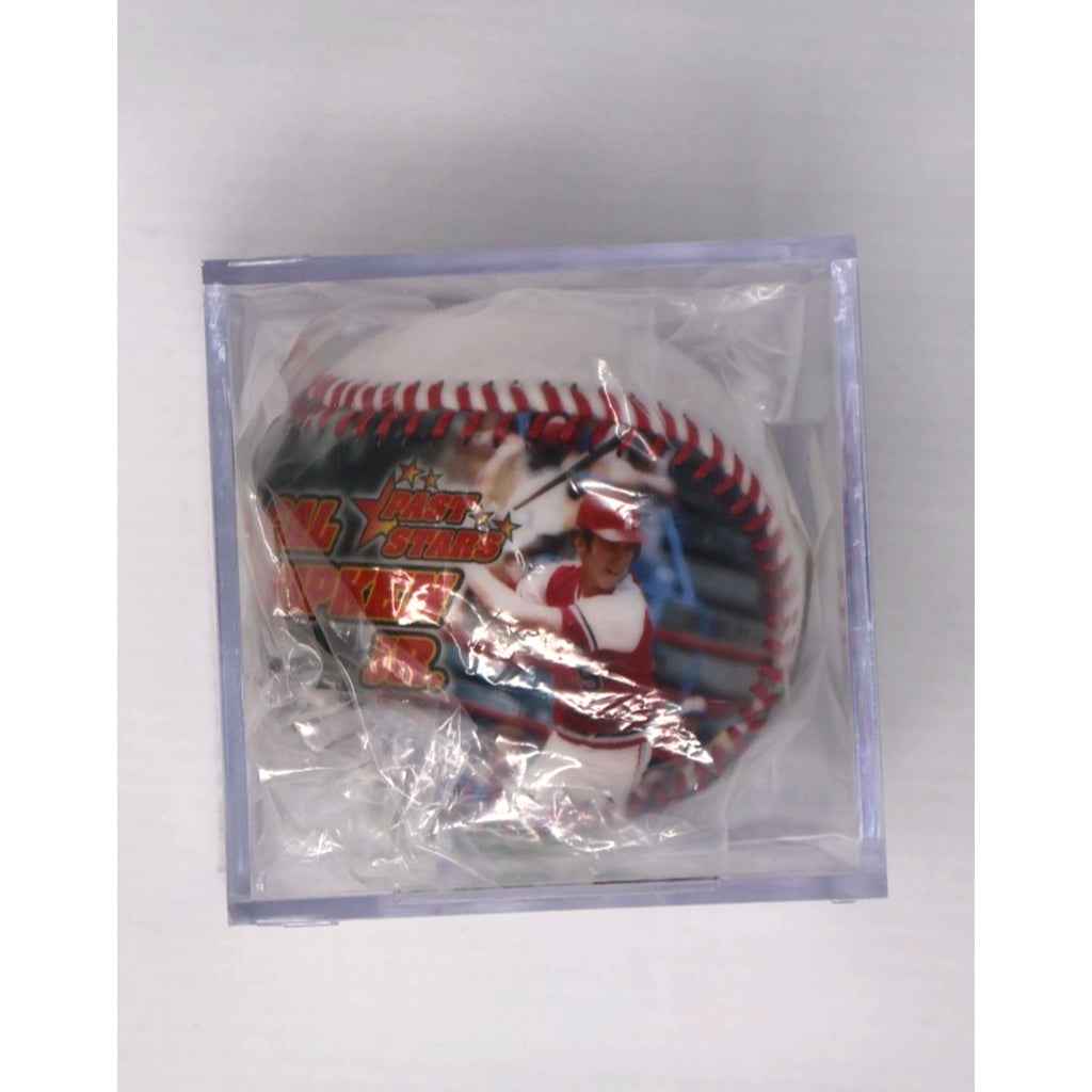 Top angled view of collectible Fotoball display case and baseball design