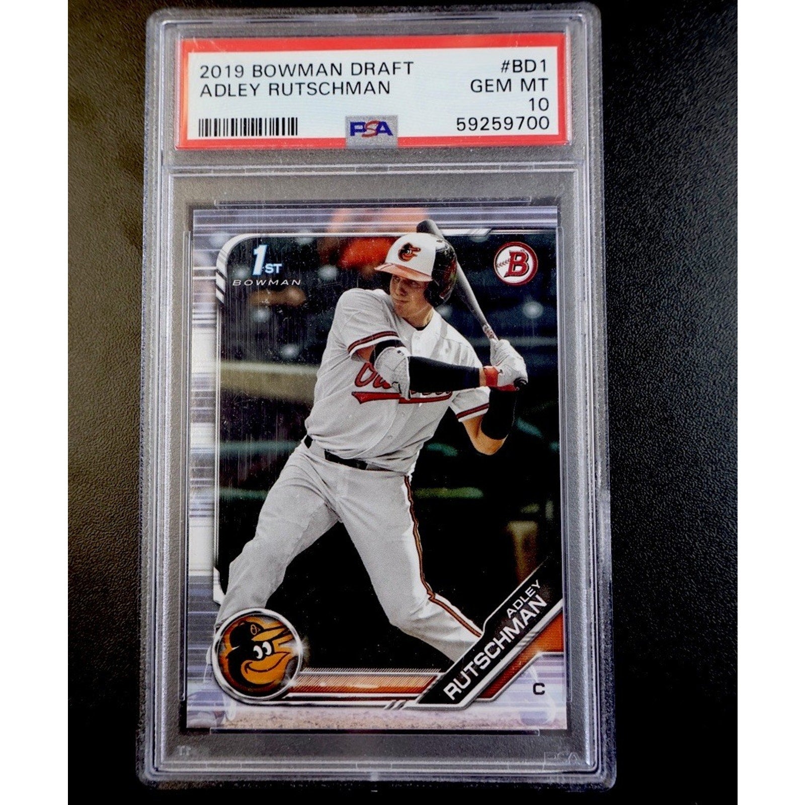 2019 Bowman Draft Adley Rutschman #BD-1 Graded Gem Mint PSA 10