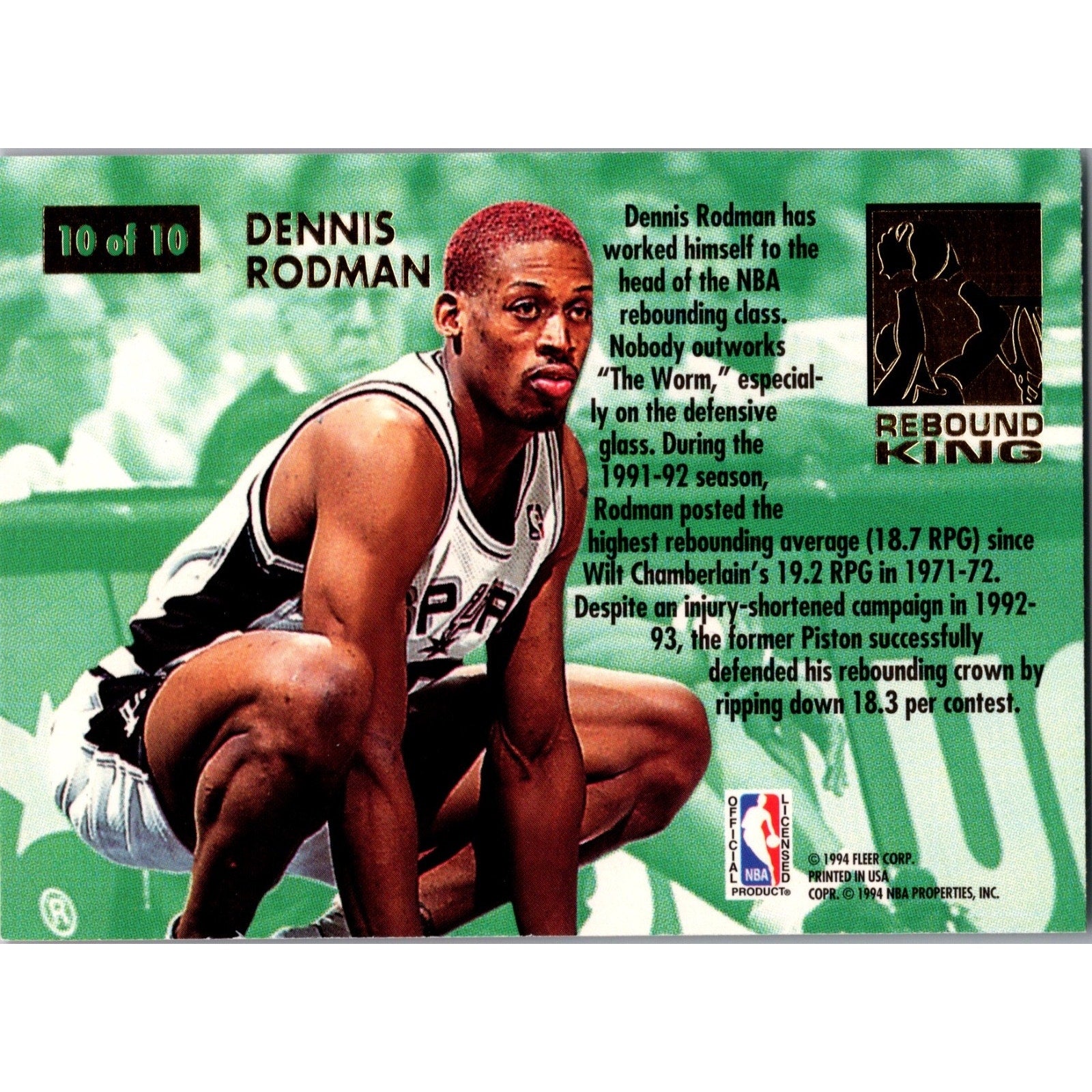 Lot Of 2 Dennis Rodman 1994 Inserts Fleer Rebound King/Skybox Thunder Lightning