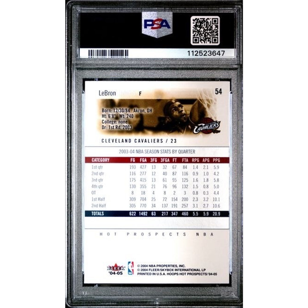 LeBRON JAMES 2004-05 Hoops Hot Pros. Prospects 2nd year #54 PSA 9