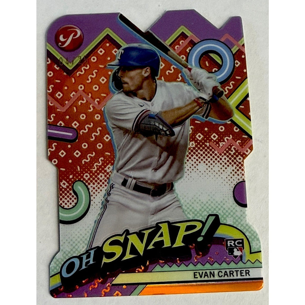 2024 Topps Pristine #OH-5 Evan Carter Oh Snap! Orange Refractor #/25