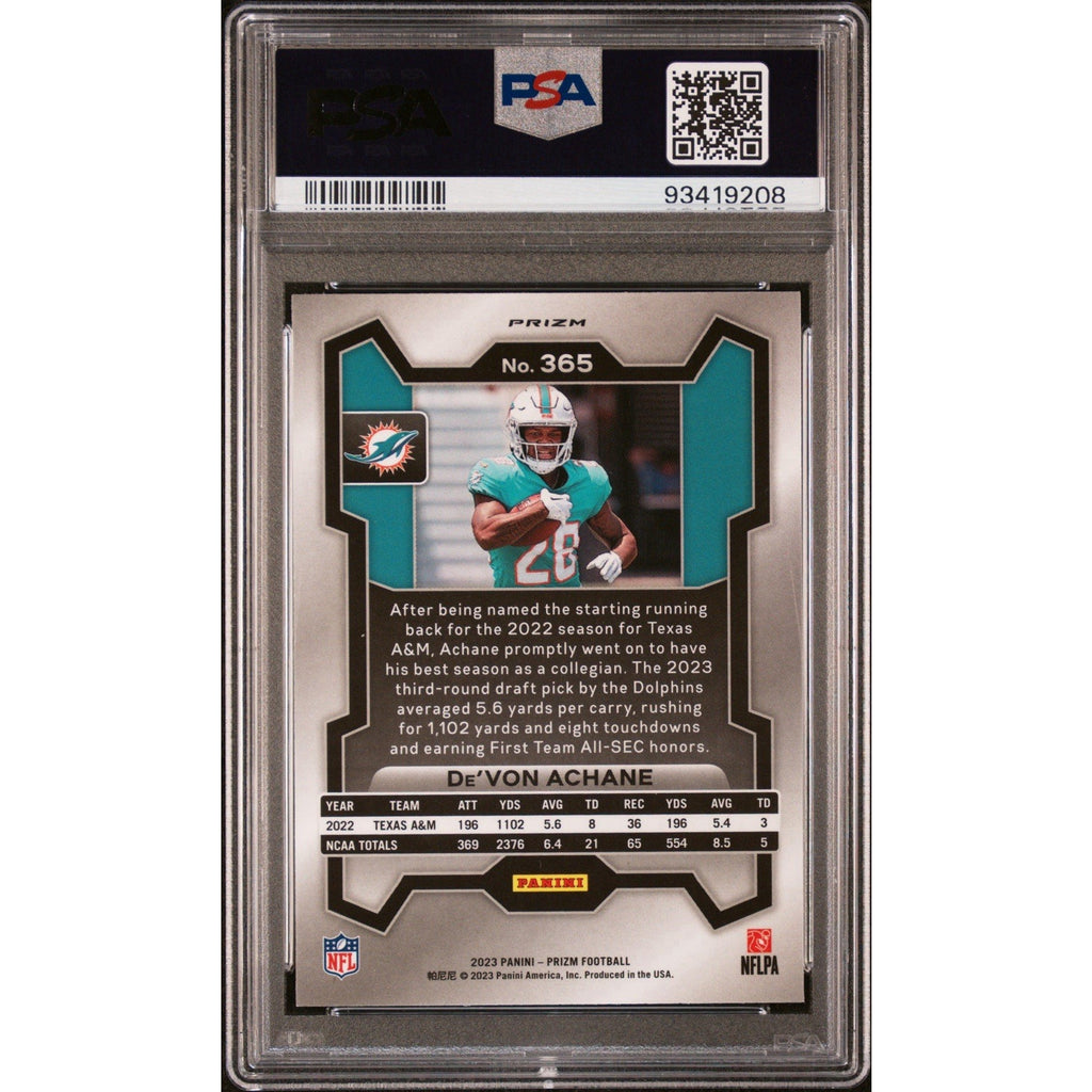 2023 Panini Prizm - Rookies De'Von Achane #365 Lazer Prizm PSA 10