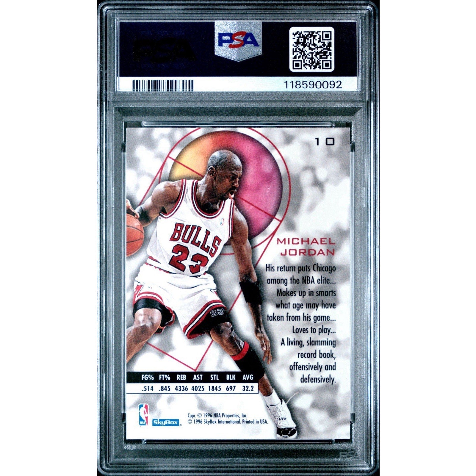 1995 Skybox E - XL Michael Jordan #10 PSA 9 Bulls Basketball Goat Black Border